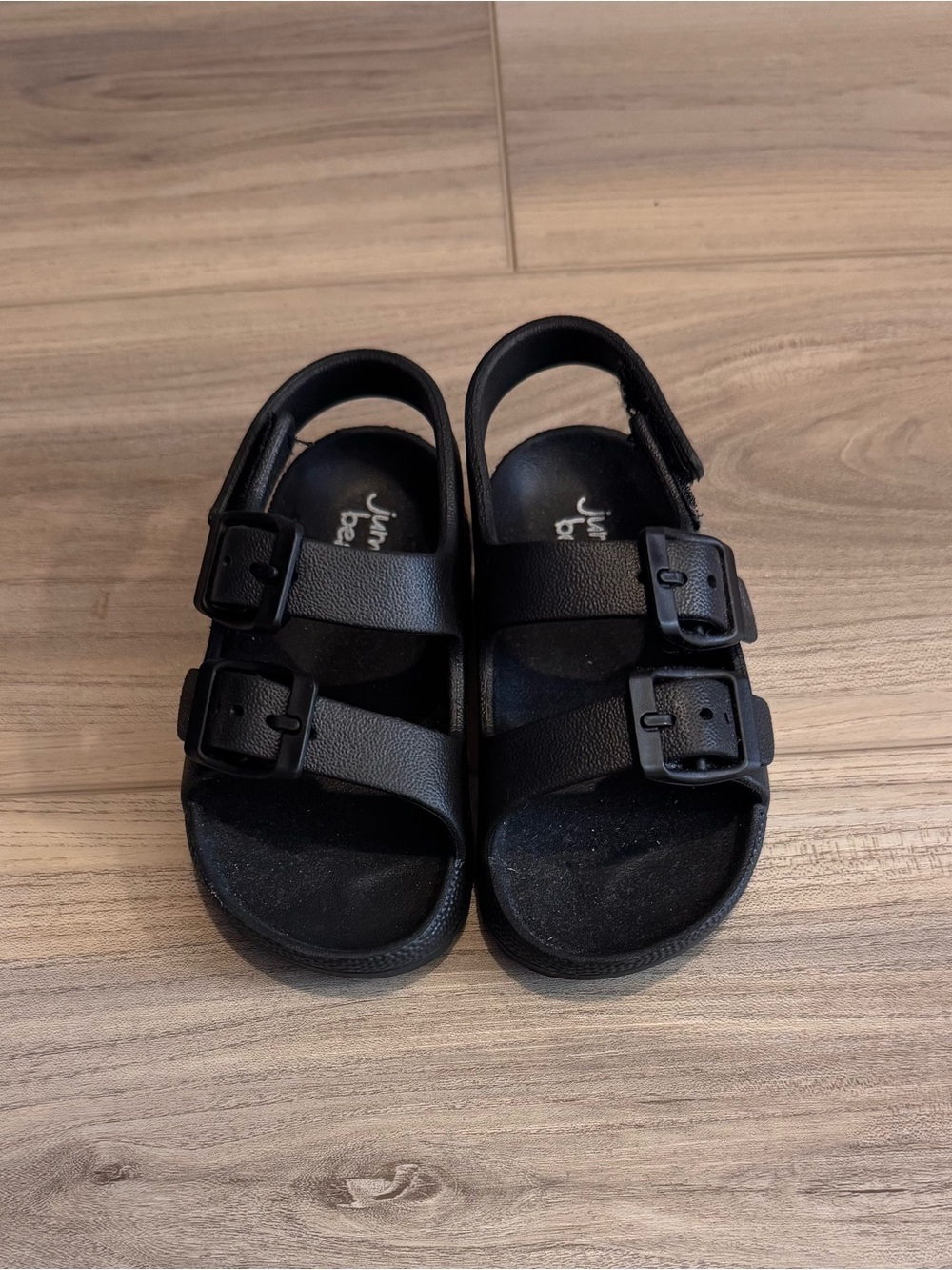 Kids Black Double-Strap Sandals